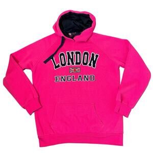 London England Hoodie Youth Size XL or Womens Size M Fuchsia Pink Embroidered